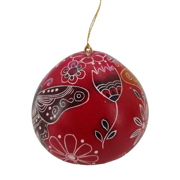 Lucuma Designs Butterfly Gourd Ornament Handcrafted By Artist in Peru with Box - Picture 6 of 8
